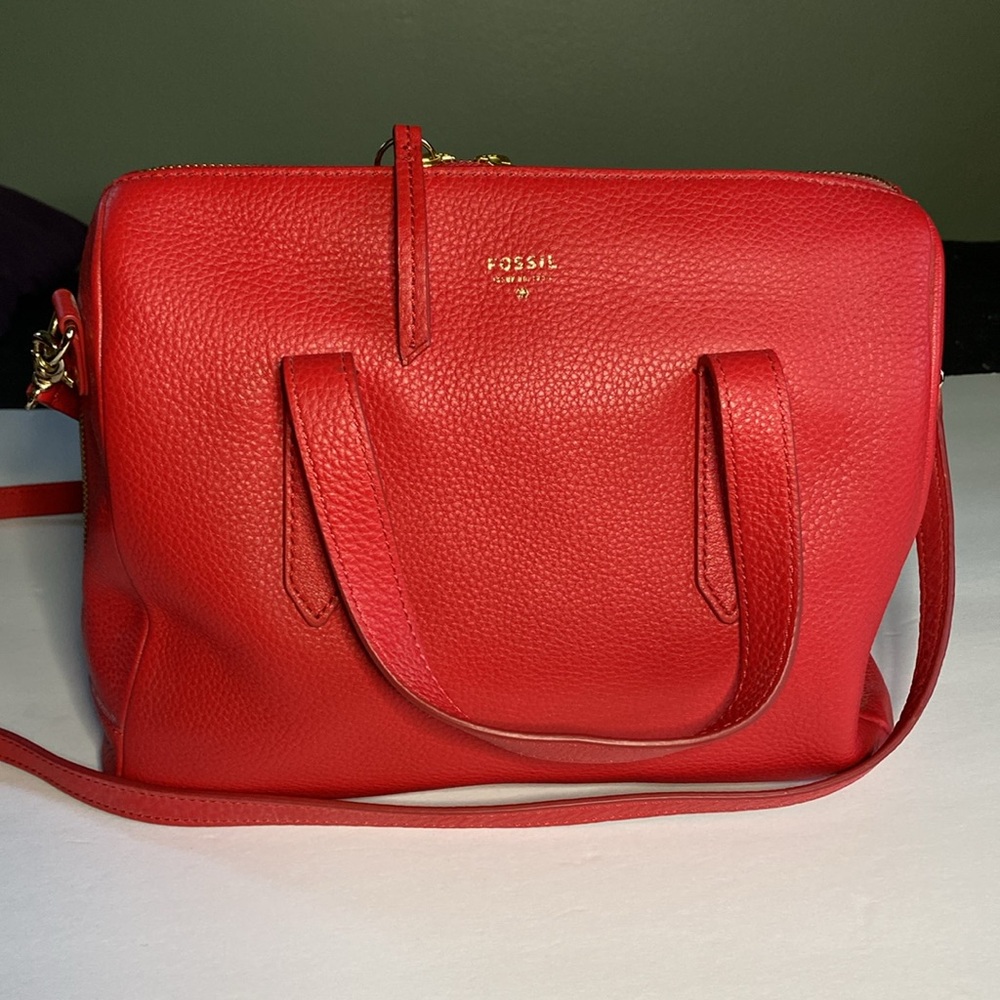 Fossil Sydney Red Leather Satchel